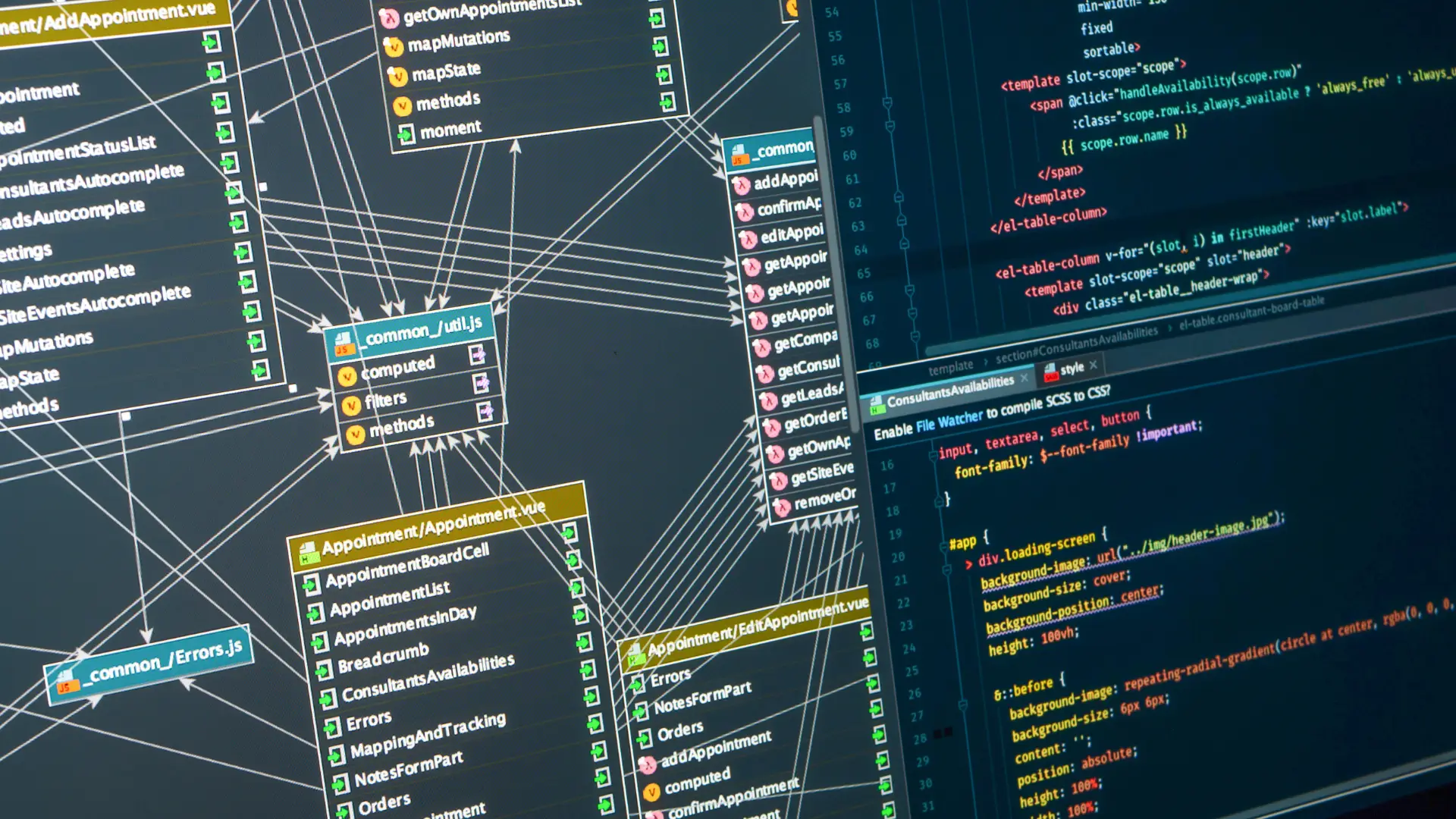Écran d'ordinateur affichant des lignes de code symbolisant le développement d'un site sur mesure